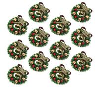 Veemoon 12 Piezas Miniature Christmas Wreaths with Bows and Bells Small Artificial Seasonal Garland Ornaments For Dollhouse Winter Party Decoration and DIY Crafts