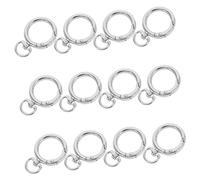Veemoon 12 piezas Mosquetones Redondos de Aleación con Giratorio Anillos Gancho para Llaveros Bolsos y Cinturones Accesorios DIY Plateados Resistentes
