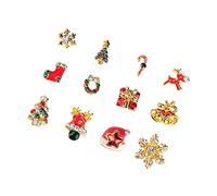 Veemoon 12 Piezas Pegatinas para Uñas de Aleación Incrustaciones de Gemas de Imitación Decoración Navideña Brillante para Uñas de Mujer de Fiesta Estilo Aleatorio