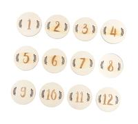 Veemoon 12 Tarjetas de Madera Números de Meses para Ñiño, Accesorio Creativo Beige para Fotos Conmemorativas de Cumpleaños y Baby Shower