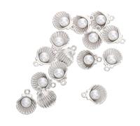 Veemoon 15 Piezas Joyería De Aceite De Perla Accesorios Pequeños Dijes Para Hacer Joyas Cuentas Colgantes De Conchas Marinas Dijes De Collar De Esmalte Aleación