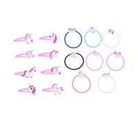 Veemoon 16 Pinzas Pelo Horquillas de Unicornio Pulsera Aro Pelo Set de Adornos para Niños para Fiestas y Cumpleaños 16 Piezas