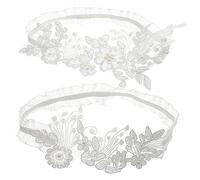 Veemoon 1juego Conjunto De Ligueros De Encaje Para Novia Diseño De Flor Para Bodas Fiestas y Ocasiones Especiales Incluye Tira De Perlas y Encaje