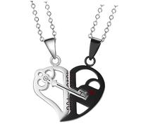 Veemoon 1par Collares De Pareja Diseño De Corazón Joyería De Para San Valentín Romántico Para Novios y Novias Colgantes Inoxidable