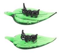 Veemoon 2 Figuras de Hormigas de Cristal: Estatua de Insecto en Miniatura con Hoja Larga, Escultura Decorativa Coleccionable de Animal, Adorno para Centro de Mesa, decoración para el hogar, la