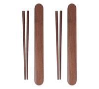 Veemoon 2 Juegos de Palillos Reutilizables con Estuche: Palillos Japoneses de Nogal Negro - Utensilios de Viaje Reutilizables de Madera con Estuche Extraíble de 26 X 3 X 2 Cm