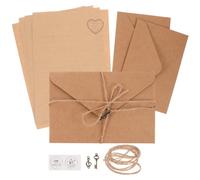 Veemoon 2 Kit de Papeles para Cartas Vintage A5 Sobres de Papel y Cuerda de Cáñamo, Portátil y Adecuado para Escribir Letras y Practicar Caligrafía