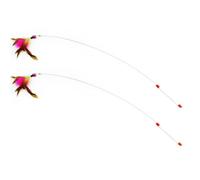 Veemoon 2 Palos Interactivos para Gatos con Plumas y Cascabel, de Alambre de Acero Ligero para Entrenamiento y Juego Saludable, Pack de 2 Unidades