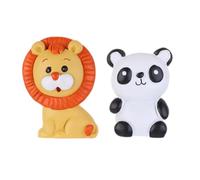Veemoon 2 Piezas Adorno para Tarta de Animales Decoración de Pastel de Animales León y Panda de Resina Figuras de Dibujos Animados para Decoración de Tartas y Postres Escritorio