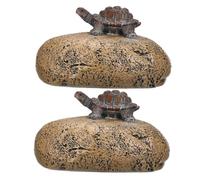 Veemoon 2 Piezas Caja de Almacenamiento de Llaves de Resina con Diseño de Tortuga Realista sobre Piedra de Ocultador para Jardín y Exteriores Superficie Fácil de Limpiar y Espacioso