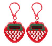 Veemoon 2 Piezas Calculadora Electrónica Mini Portátil con Llavero Forma de Fresa para Estudiantes y Oficina Fácil de Usar Pantalla Clara y Compacto
