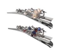 Veemoon 2 Piezas Clip de Cuerno con Gemas de Imitación Pinzas Vintage para Mujer Pasadores de Cocodrilo de Metal Pinzas de Forma de Pato para Peinado de Cabello Grueso o Fino