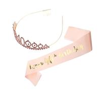 Veemoon 2 piezas Crown And Sash Set For Birthday Party Decorations Comfortable Hair Hoops And Birthday Sash For Women Unforgettable Celebration Supplies