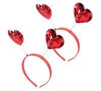 Veemoon 2 Piezas diadema de diadema con corazón de lentejuelas diadema romántica diademas del día de San Valentín Banda para el cabello del corazón de las chicas Metal rojo