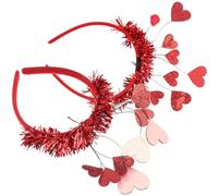 Veemoon 2 Piezas Diadema de San Valentín, Diadema de Fiesta de San Valentín de Fieltro Rojo 9 Corazones, Fácil de Poner y Quitar, Cómoda, para Adultos, para Fiesta y Fotos