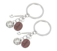 Veemoon 2 Piezas llavero de café llavero taza de cafe colgante colgante s bolso s taza de café mochila Accesorio de bolsa tema cafe Metal