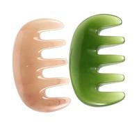 Veemoon 2 Piezas Peine de Masaje para Cabelludo Herramienta de Acupresión y Física Peine de Dientes Anchos Resina de Cera Diseño Chic Colores Rosa y Verde para Relajación y Cuidado del