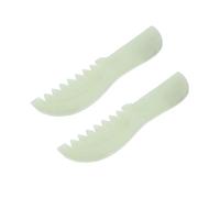 Veemoon 2 Piezas Peine de masaje Xiuyu herramienta para el cabello peine para masaje de cabeza herramienta de piedra para el cuero cabelludo cepillo de cuero cabelludo de jade Light Green