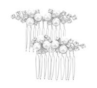 Veemoon 2 Piezas Peines de Novia con Flores y Perlas Artificiales Accesorios para Cabello de Boda Tocados Elegantes para Novias Clips de Pelo para Peinados Versátiles