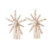 Veemoon 2 Piezas Peines Laterales para Cabello de Novia con Diseño de Girasol de Accesorios de Boda de Aleación con Perlas y Diamantes de Imitación para Ocasiones Especiales y Despedidas