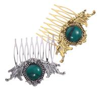 Veemoon 2 piezas Peines Laterales Vintage para Mujer Accesorios Étnicos de Aleación con Incrustaciones de Resina y Diamantes Peinetas Decorativas Resistentes para Peinados Elegantes Casa