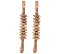 Veemoon 2 piezas Rodillo Masajeador Manual de Madera para Abdomen y Músculos Masaje Corporal Relajante para Aliviar Fatiga para Personas y Deportistas