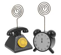 Veemoon 2 piezas Soporte de Fotos Vintage Forma de Reloj y Teléfono para Decoración de Mesa y Sostenedor de Notas para Bodas Fiestas