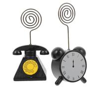 Veemoon 2 piezas Sostenedor de Notas Vintage con Clip para Fotos y Mensajes Decoración de Escritorio Madera para Bodas Cumpleaños Diseño de Teléfono y Reloj