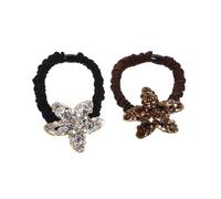 Veemoon 2 Piezas Strong Elastic Hair Ties With Sea Star Rhinestone Charm High Elasticity Ponytail Hair Wraps For Women For Styling