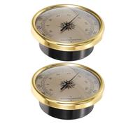 Veemoon 2 piezas Termómetro de Pared Metálico Dorado Unidades Reloj Analógico Redondo para Interior y Exterior Estación Meteorológica Decorativa para Jardín Invernadero Medidor de