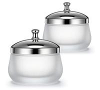 Veemoon 2 Piezas Vaso de Cristal Esmerilado Tapa de Acero Inoxidable para Limpieza de Uñas, Portátil y Ligero, Taza Redonda para Quitaesmalte en Manicura Profesional