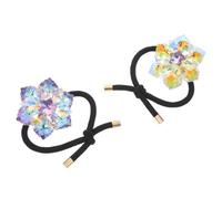 Veemoon 2 Piezas Water Crystal Flower Hair Ties High Elastic Base Rhinestone Ponytail Holders For Women Stylish Hair Accessories