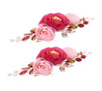 Veemoon 2 Piezas Wedding Flower Headband Vintage Pearl Bridal Hair Vine With Faux Peony Flowers Lightweight Comfortable For Women And