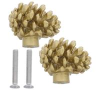 Veemoon 2 pomos de latón antiguo para armarios de cocina - Tiradores dorados para cajones de cómoda - Tiradores originales con forma de piña para armarios de baño