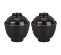 Veemoon 2 tazones de sopa japoneses: tazón de ramen de plástico de 180 ml con tapa - Vajilla japonesa para ramen, fideos udon - Ideal para cenas familiares y ocasiones especiales