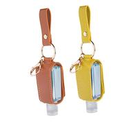 Veemoon 2 Unidades de Estuche para Botellas de Líquido Recargables de 30Ml con Llavero y Tapa, Diseño Portátil para Colgar en Bolsos o Mochilas, Plástico y PU
