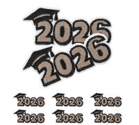 Veemoon 2026 Parches Termoadhesivos Bordados de Graduación 8 Piezas Negro y Dorado para Ropa Mochilas y Chaquetas Parche para Coser y Planchar Decoración para Disfraces y Uso Escolar