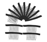 Veemoon 24 Piezas Clips Metálicos para Peluca con Dientes Seguros y Duraderos para Extensiones de Cabello Peines Ajustables con Integrada Accesorios Negros para Fijar Pelucas y Cabello
