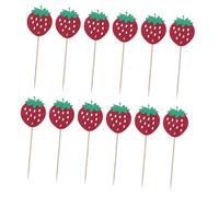 Veemoon 24 Piezas Decoraciones de Pastel de Fresa Glitter Accesorios para Muffins y Cupcakes Toppers de Fiesta para Cumpleaños Shower y Bodas para Celebraciones Temáticas de Fresa