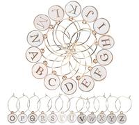 Veemoon 26 Marcadores para Copas de Vino Letras A-Z Aleación de Zinc Color Blanco Identificadores Reutilizables para Fiestas y Reuniones Etiquetas Decorativas para Bebidas y Vasos