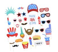 Veemoon 27pcs USA Cutouts Supplies Decoration Favors Veterans Patriotic Day Decorations TH July Props Pride Fourth American Photo Us Flag Glasses of Uncle Booth Masks Independence for Hat