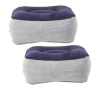 Veemoon 2piezas Cojín Inflable para Reposapiés de Viaje Almohada Suave Flocada para Coche Avión Escritorio de Oficina para Descanso de Piernas