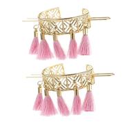 Veemoon 2piezas Horquilla Borla Retro Horquillas Para Moño Huecas Para Mujer Geometría Detalles De Corteza Para Moño