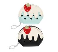 Veemoon 2piezas Mini Billetera De Crema Cremallera Cartera Estética para Niñas y Mujeres Monedero Kawaii para Viajes y Uso Diario