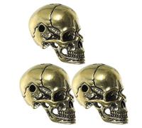 Veemoon 3 Piezas Colgante de Calavera de Latón, Dije de Calavera en Miniatura Dorado, Portátil y Resistente al Desgaste, para Fabricación de Joyas y Displays de Joyería, Halloween