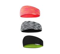 Veemoon 3 piezas Diadema Deportiva Elástica para Yoga y Gimnasio Banda Absorbente de Sudor Transpirable Unisex Cintas de Pelo Color Naranja Gris y Verde Único para Fitness y Running