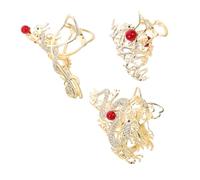 Veemoon 3 Piezas Dragon Hair Claw Clips Metal Vintage Rhinestone Non-slip Jaw Clips Large Chinese Style Hair Accessories For Women Spring Festival