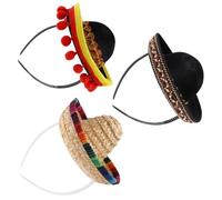 Veemoon 3 Piezas Mini Sombrero Estilo Folklórico Mexicano, Sombrero de Paja Festivo, Tejido, Protección Solar, para Amantes Cultura Mexicana, Fiestas y Uso Diario