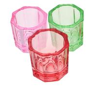 Veemoon 3 Vasos Dappen de Vidrio Octagonales para Hacer Uñas Mezcla Precisa y Fácil de Limpiar, Ideales para Líquidos Monómero y Uso Personal en Manicura