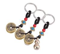 Veemoon 3pcs Decorative Five Prosperity Small Ring Year Key Assorted Pendant Coin Good of Keychains Shaped Lou Pendants Women Gourd Brass Emperors Vintage Travel